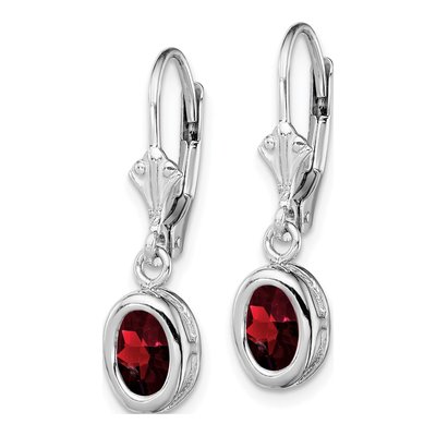 Sterling Silver Garnet Leverback Earrings – view 3