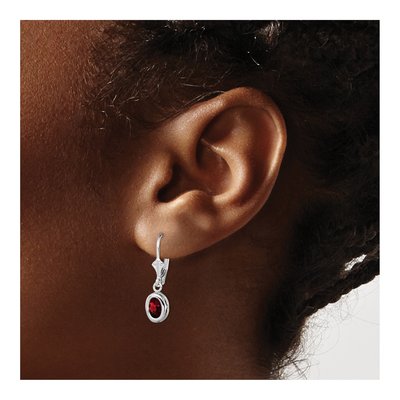 Sterling Silver Garnet Leverback Earrings – view 4
