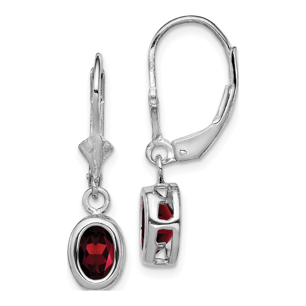 Sterling Silver Garnet Leverback Earrings