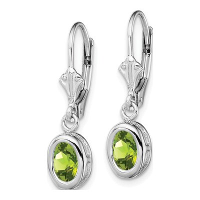 Sterling Silver Peridot Leverback Earrings – view 3