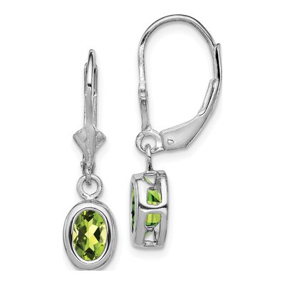 Sterling Silver Peridot Leverback Earrings