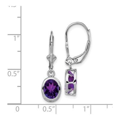 Sterling Silver Amethyst Oval Leverback Earrings – view 5