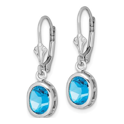 Sterling Silver Swiss Blue Topaz Leverback Earrings – view 3