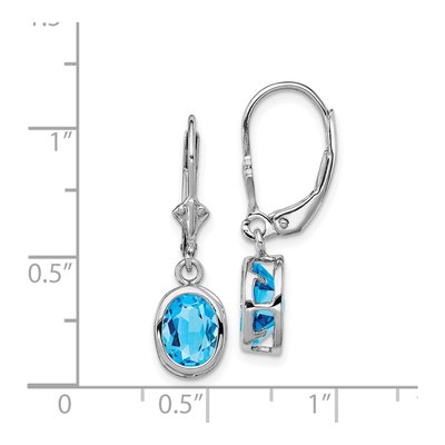 Sterling Silver Swiss Blue Topaz Leverback Earrings – view 5