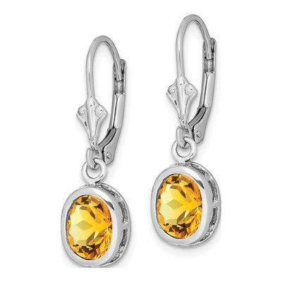 Sterling Silver Citrine Leverback Earrings – view 3