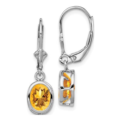 Sterling Silver Citrine Leverback Earrings