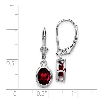 Sterling Silver Garnet Oval Leverback Earrings – view 5