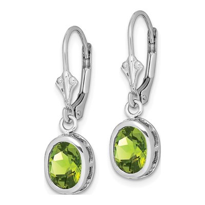 Sterling Silver Peridot Leverback Earrings – view 3