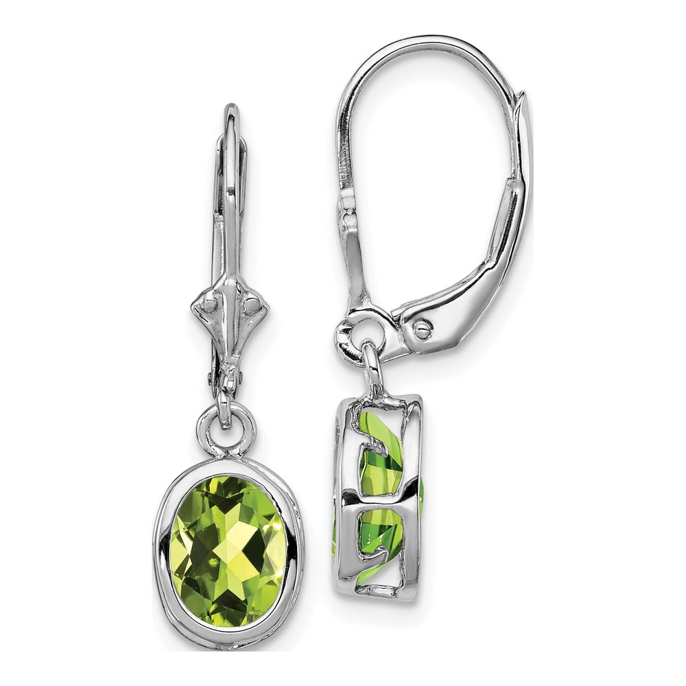 Sterling Silver Genuine Peridot Leverback Earrings