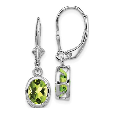 Sterling Silver Peridot Leverback Earrings