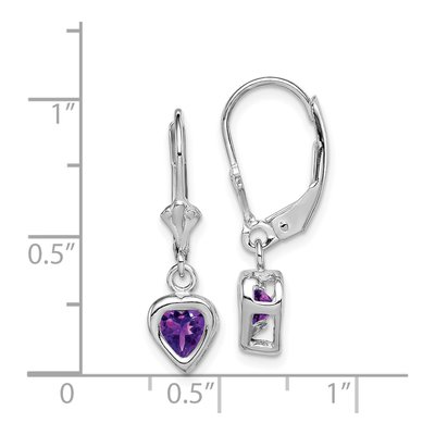 Sterling Silver Amethyst Heart Leverback Earrings – view 5