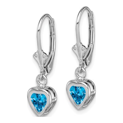 Sterling Silver Swiss Blue Topaz Heart Leverback Earrings – view 3