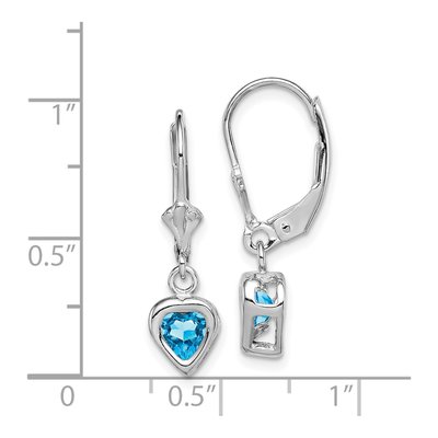 Sterling Silver Swiss Blue Topaz Heart Leverback Earrings – view 5