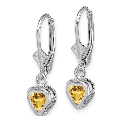 Sterling Silver Citrine Heart Leverback Earrings – view 3