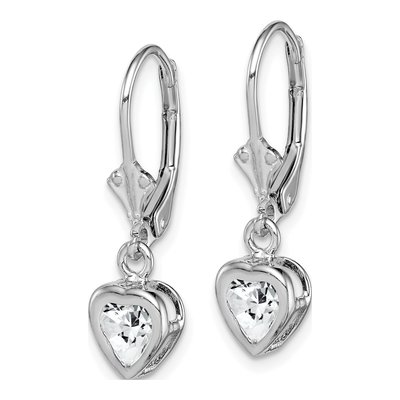 Sterling Silver CZ Heart Leverback Earrings – view 3
