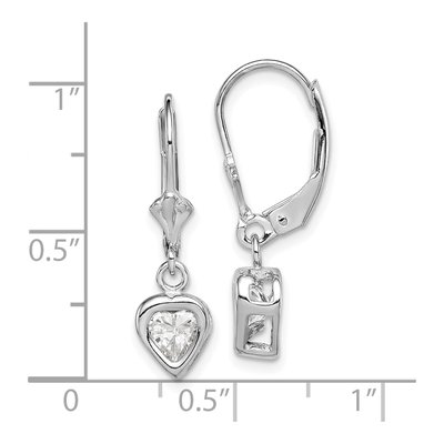 Sterling Silver CZ Heart Leverback Earrings – view 5