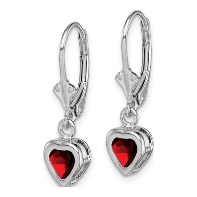 Sterling Silver Garnet Heart Leverback Earrings – view 3