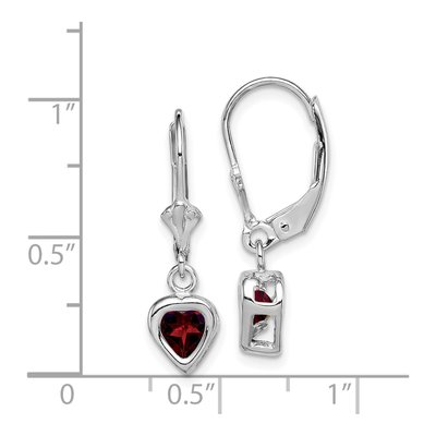 Sterling Silver Garnet Heart Leverback Earrings – view 5