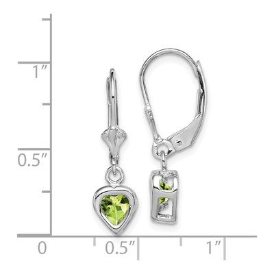 Sterling Silver Peridot Heart Leverback Earrings – view 5