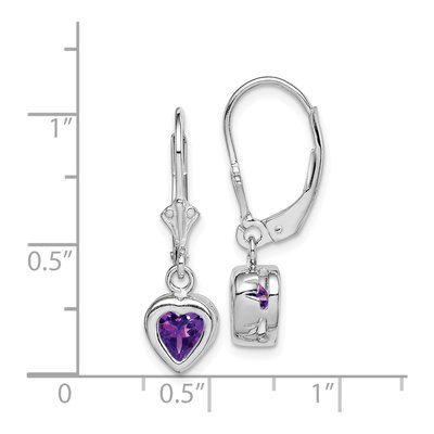 Sterling Silver Amethyst Heart Leverback Earrings – view 5