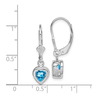 Sterling Silver Swiss Blue Topaz Heart Leverback Earrings – view 5