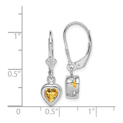 Sterling Silver Citrine Heart Leverback Earrings – view 5