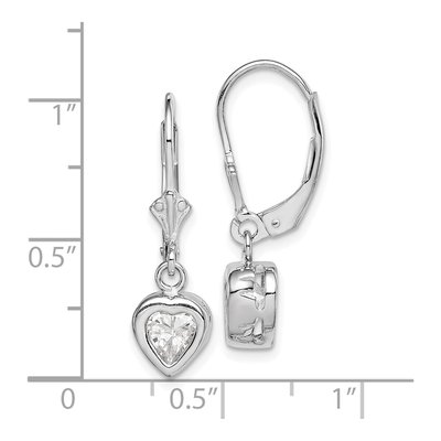 Sterling Silver CZ Heart Leverback Earrings – view 5