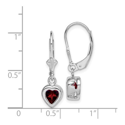 Sterling Silver Garnet Heart Leverback Earrings – view 5