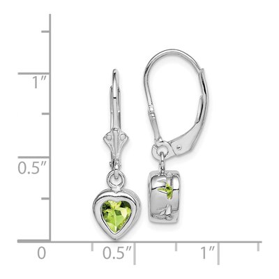 Sterling Silver Peridot Heart Leverback Earrings – view 5