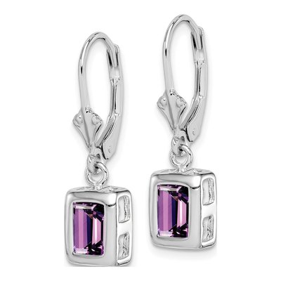 Sterling Silver Amethyst Leverback Earrings – view 3