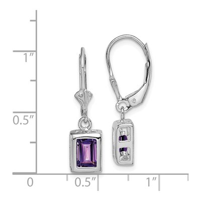 Sterling Silver Amethyst Leverback Earrings – view 5