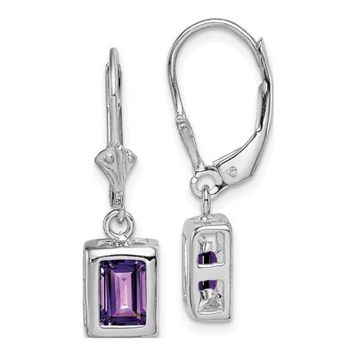 Sterling Silver Amethyst Leverback Earrings