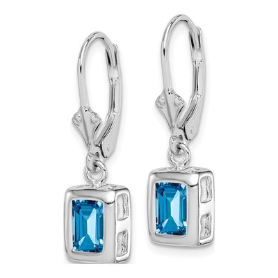 Sterling Silver Swiss Blue Topaz Leverback Earrings – view 3