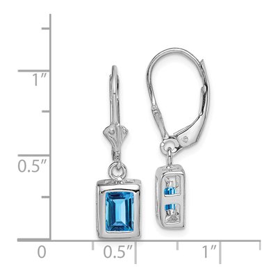 Sterling Silver Swiss Blue Topaz Leverback Earrings – view 5
