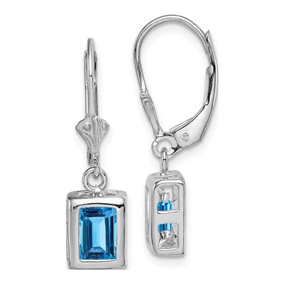 Sterling Silver Swiss Blue Topaz Leverback Earrings