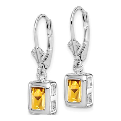 Sterling Silver Citrine Leverback Earrings – view 3