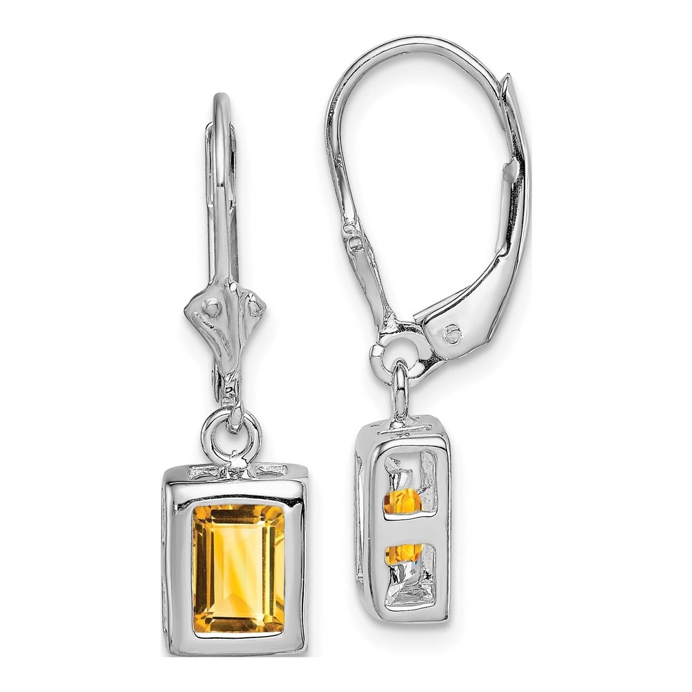 Sterling Silver Citrine Leverback Earrings