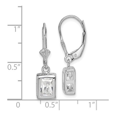 Sterling Silver CZ Emerald-Cut Leverback Earrings – view 5