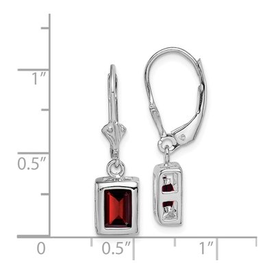 Sterling Silver Garnet Emerald-Cut Leverback Earrings – view 5