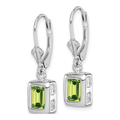 Sterling Silver Peridot Leverback Earrings – view 3