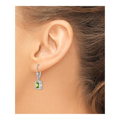 Sterling Silver Peridot Leverback Earrings – view 4