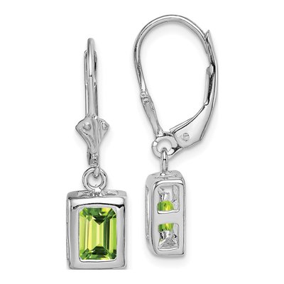 Sterling Silver Peridot Leverback Earrings