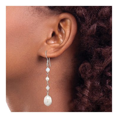 Sterling Silver Freshwater Cultured Pearl & Crystal Opalite Dangle Earrings – view 4