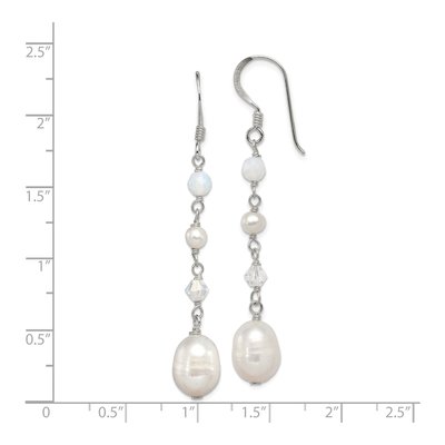 Sterling Silver Freshwater Cultured Pearl & Crystal Opalite Dangle Earrings – view 5