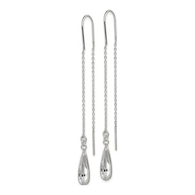 Sterling Silver Crystal Teardrop Threader Earrings – view 3