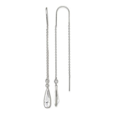 Sterling Silver Crystal Teardrop Threader Earrings
