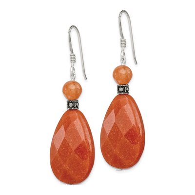 Sterling Silver Carnelian Teardrop Dangle Earrings – view 3