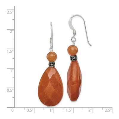 Sterling Silver Carnelian Teardrop Dangle Earrings – view 5