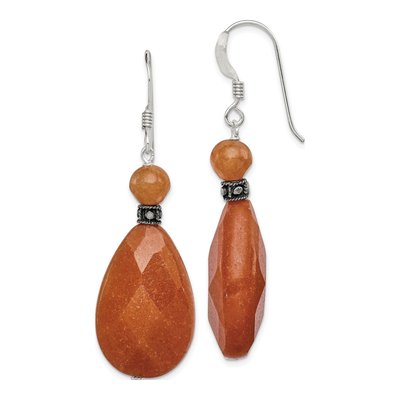Sterling Silver Carnelian Teardrop Dangle Earrings