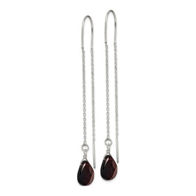 Sterling Silver Dark Olivine Quartz Threader Earrings – view 3